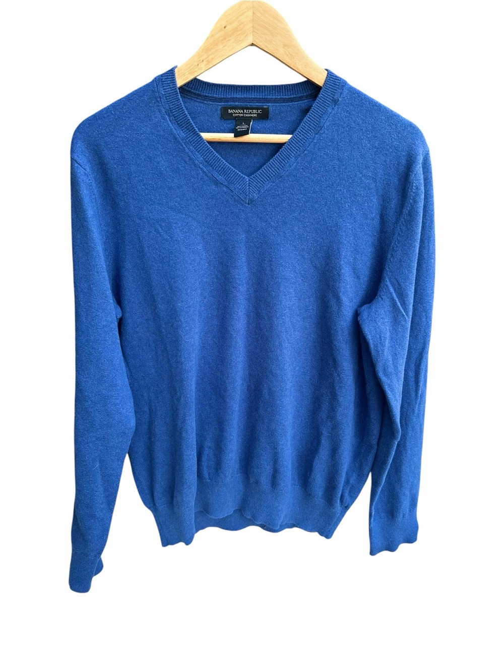 Banana Republic Cotton Cashmere V-neck Sweater Blue Size Large